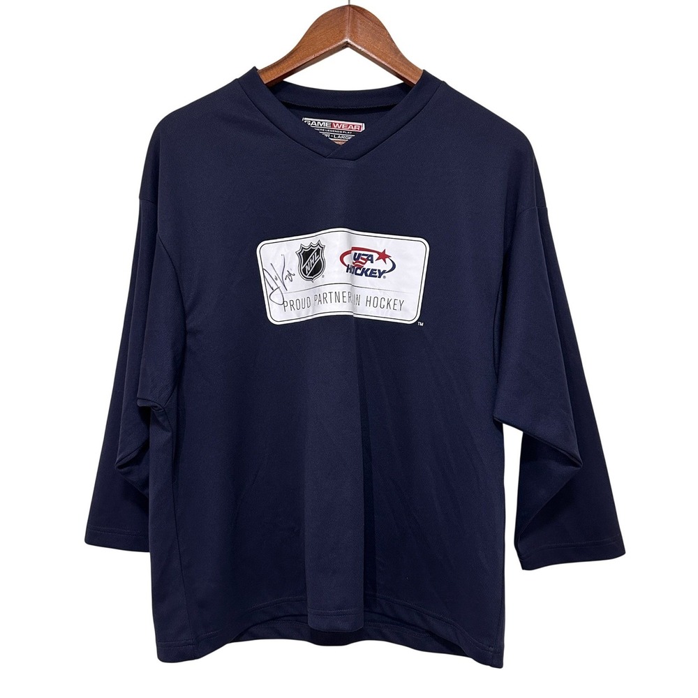GameWear NHL USA Hockey Shirt Women‎ Junior Large Navy Blue V-Neck Tee